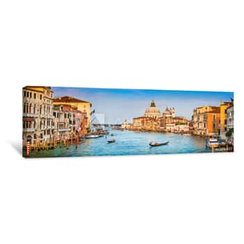 Image of Canal Grande Panorama At Sunset, Venice, Italy Canvas Print
