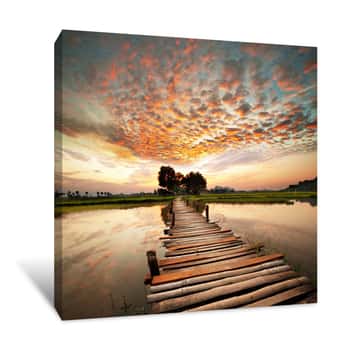 Image of River On Sunset Canvas Print