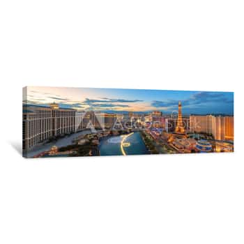 Image of Panoramic View Of Las Vegas Strip At Sunset Canvas Print