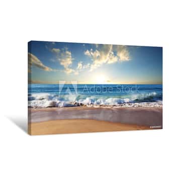 Image of Sea Sunset and Wave Canvas Print
