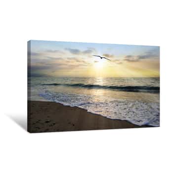 Image of Ocean Sunset Rays Canvas Print