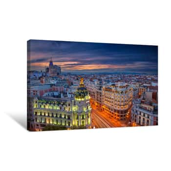 Image of Madrid  Cityscape Image Of Madrid, Spain During Sunset Canvas Print