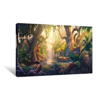 Image of Sunset In Fantasy Forest Canvas Print