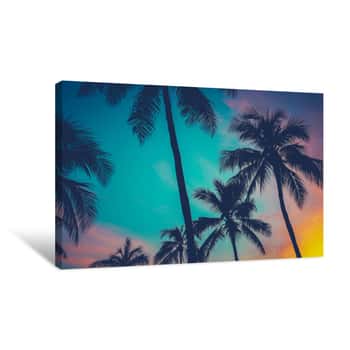 Image of Hawaii Palm Trees At Sunset Canvas Print