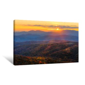 Image of Autumn Sunset From The Top Of Sugar Mountain - North Carolina Canvas Print