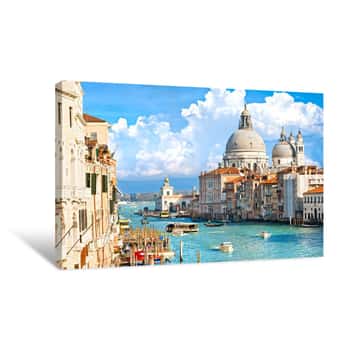 Image of Venice, View Of Grand Canal And Basilica Of Santa Maria Della Sa Canvas Print