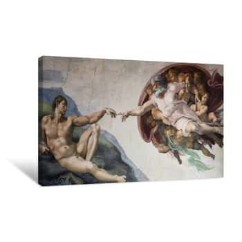 Image of Rome Italy March 08 Creation Of Adam By Michelangelo Canvas Print