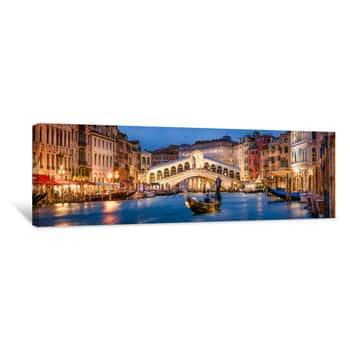 Image of Panoramic View Of The Rialto Bridge And Canal Grande In Venice, Italy Canvas Print