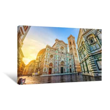Image of Cathedral Of Florence In Piazza Del Duomo, Florence, Italy Canvas Print