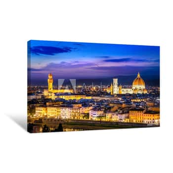Image of Scenic View Of Florence At Night From Piazzale Michelangelo Canvas Print