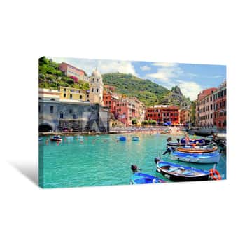 Image of Colorful Harbor At Vernazza, Cinque Terre, Italy Canvas Print