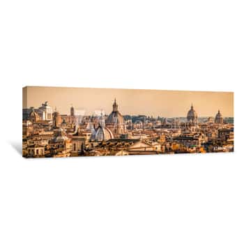 Image of Skyline Of Rome, Italy  Rome Architecture And Landmark, Cityscape  Rome Postcard Canvas Print