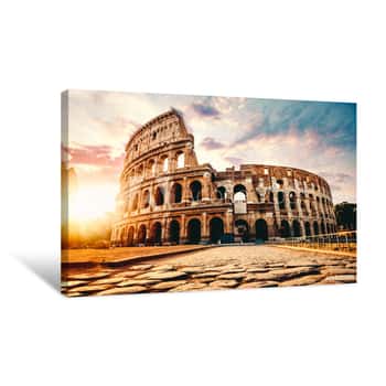 Image of The Ancient Colosseum In Rome At Sunset Canvas Print