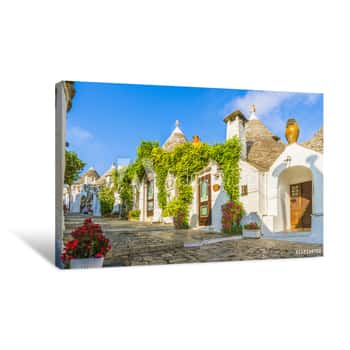 Image of The Traditional Trulli Houses In Alberobello City, Apulia, Italy Canvas Print