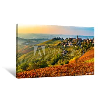 Image of Italian Village From The Langhe Region In Italy Canvas Print