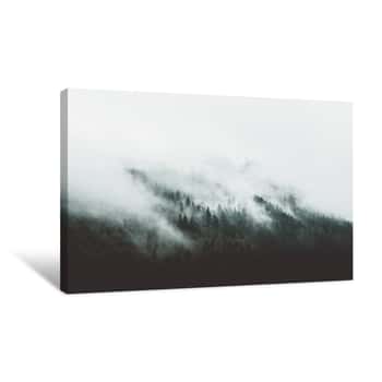 Image of Moody Forest Landscape With Fog And Mist Canvas Print