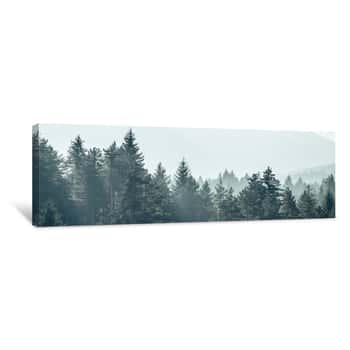 Image of Pine Trees Forest Stylized Silhouette Photo Banner Background Canvas Print