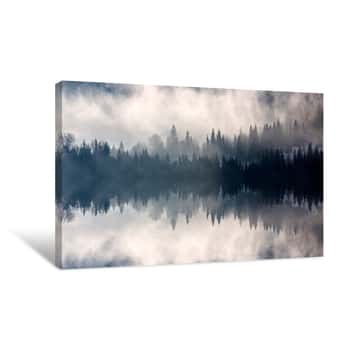 Image of Abstract Image With Foggy Forest That Looks Like Sound-waves Canvas Print