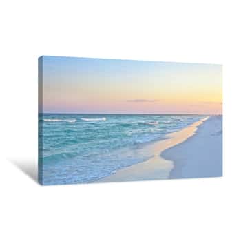 Image of Beach Sunset, Destin Beach, Pensacola Beach, Beach, Florida, Emerald Beaches, Sugar Sand, Panhandle, Tropics, Paradise, Sunset, Pink Sand Canvas Print