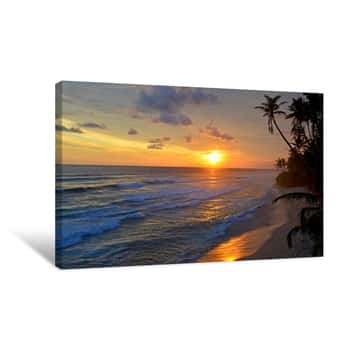 Image of The Landscape A Sunset Protected India Ocean In Sri Lanka Canvas Print
