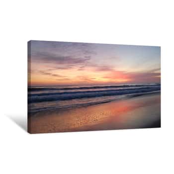 Image of Sunset On A California Beach Canvas Print