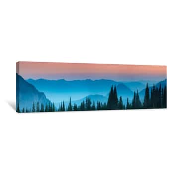 Image of Blue Hour After Sunset Over The Cascade Mountains Canvas Print