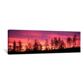 Image of Colorful Sunset Over Lapland In Northern Sweden Canvas Print