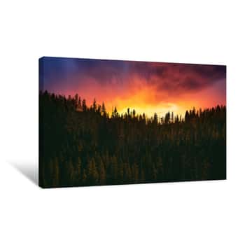 Image of Picturesque Sunset Over The Forest Canvas Print