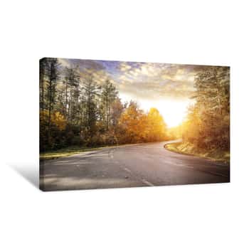Image of Autumn Road Background And Free Space For Your Decoration Canvas Print