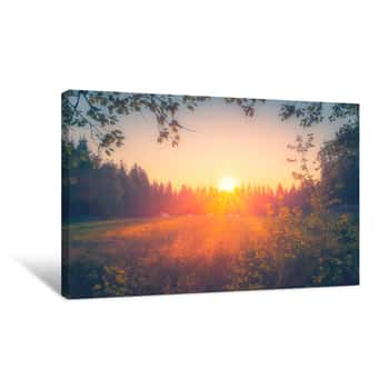 Image of Summer Night Sunset View From Sotkamo, Finland Canvas Print