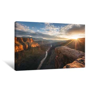 Image of Golden Sunset At The Grand Canyon, Arizona, USA Canvas Print