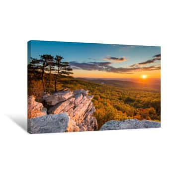 Image of Sunset View From Annapolis Rocks, Along The Appalachian Trail On South Mountain, Maryland Canvas Print