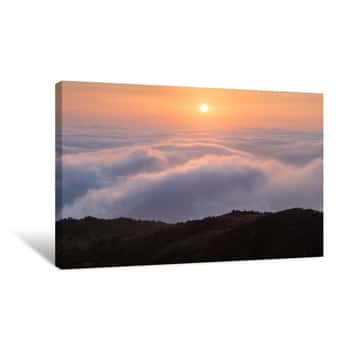 Image of Scenic View Of Cloudscape Against Sky During Sunset Canvas Print