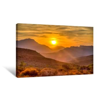 Image of Mountains And Sunset Canvas Print