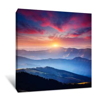 Image of Incredible Landscape In The Mountains At Sunset Canvas Print