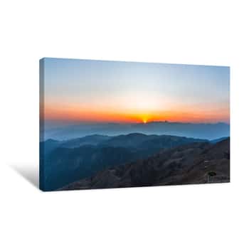 Image of Beautiful Sunset Over Taurus Mountains From The Top Of Tahtali Mountain Near Kemer, Antalya, Turkey Canvas Print