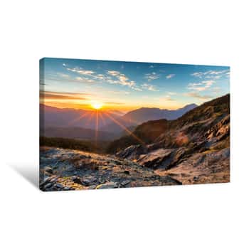 Image of Inspirational Sunrise Landscape Image Of Hehuanshan Mountain, Taiwan Canvas Print