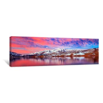 Image of Vivid Red Sunrise Panorama In The Utah Mountains, USA Canvas Print