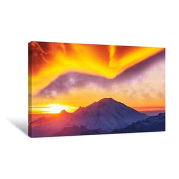 Image of Mountains On Sunset Canvas Print