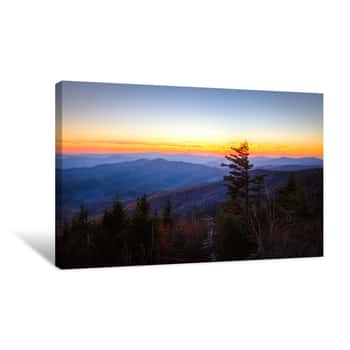 Image of Beautiful Smoky Mountain Sunset Panorama  Sunset From Clingman\'s Dome Over The Mountain Range Of The Great Smoky Mountains National Park In Gatlinburg, Tennessee Canvas Print