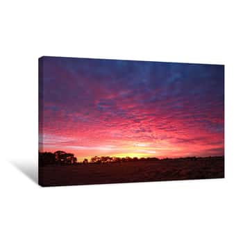 Image of Vibrant Pink And Purple Sunset Sky In Central Victoria, Australia Canvas Print