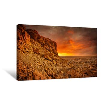 Image of Masada (Massada) Is Ancient Fortification Overlooking The Dead Sea In The Judean Desert, And One Of Israel\'s Most Popular Places Canvas Print