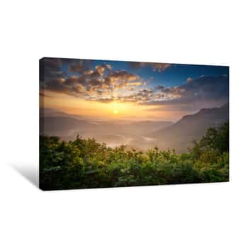 Image of Sunrise Blue Ridge Mountains Scenic Nantahala NC Appalachians Canvas Print