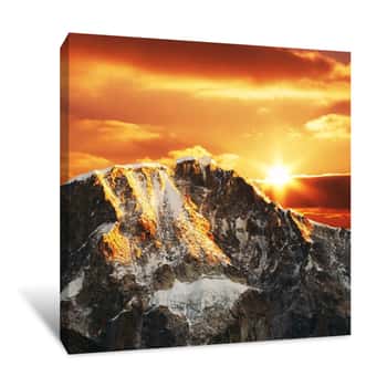 Image of Cordilleras Mountain On Sunset Canvas Print
