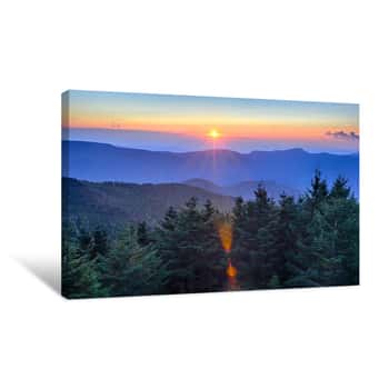 Image of Blue Ridge Parkway Autumn Sunset Over Appalachian Mountains Canvas Print