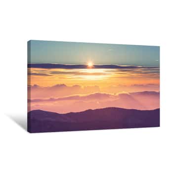 Image of Mountains On Sunset Canvas Print