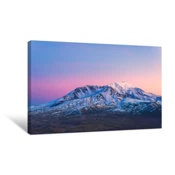 Image of Scenic View Of Mt St Helens With Snow Covered  In Winter When Sunset ,Mount St  Helens National Volcanic Monument,Washington,usa Canvas Print