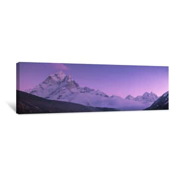 Image of Ama Dablam Peak And Purple Sunset In Himalayas Canvas Print