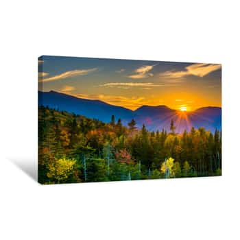 Image of Sunset From  Kancamagus Pass, On The Kancamagus Highway In White Canvas Print