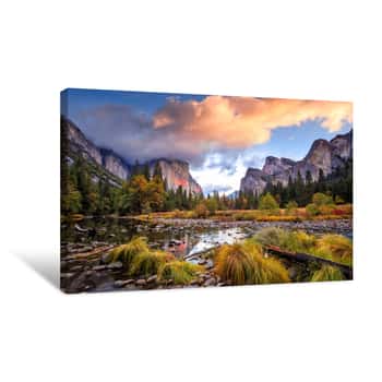 Image of Beautiful View Of Yosemite National Park At Sunset In California Canvas Print